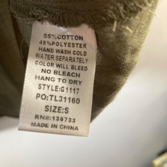 Womens Umgee V Neck Embroidered Tunic Dress Olive Green S Cotton Poly - Picture 8 of 9